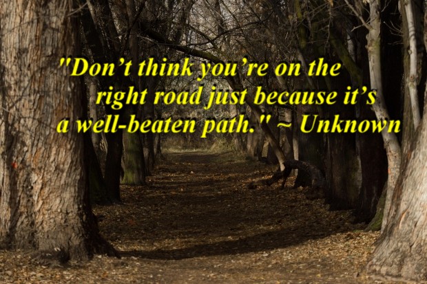"Don’t think you’re on the right road just because it’s a well-beaten path." ~ Unknown 